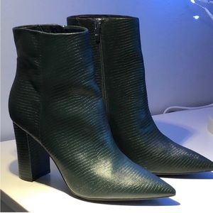 Marc Fisher heeled green snake skin boots